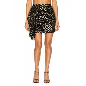 NEW RHODE hannah ruffle mini skirt in black gold metallic